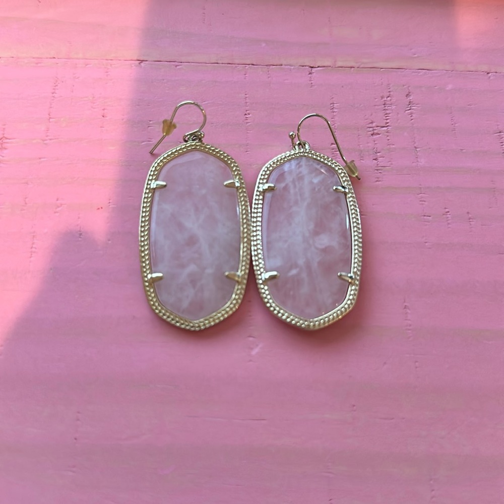 Kendra Scott Drop Earrings Rose Quartz